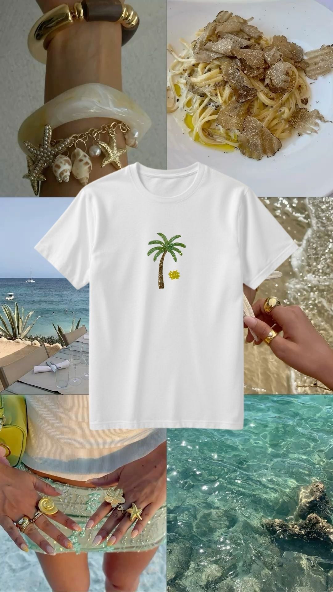 Sundazed Palm Tree Beaded Top/Tee
