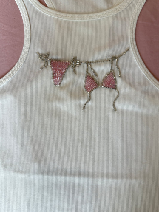 By the beach- bikini beaded tank top
