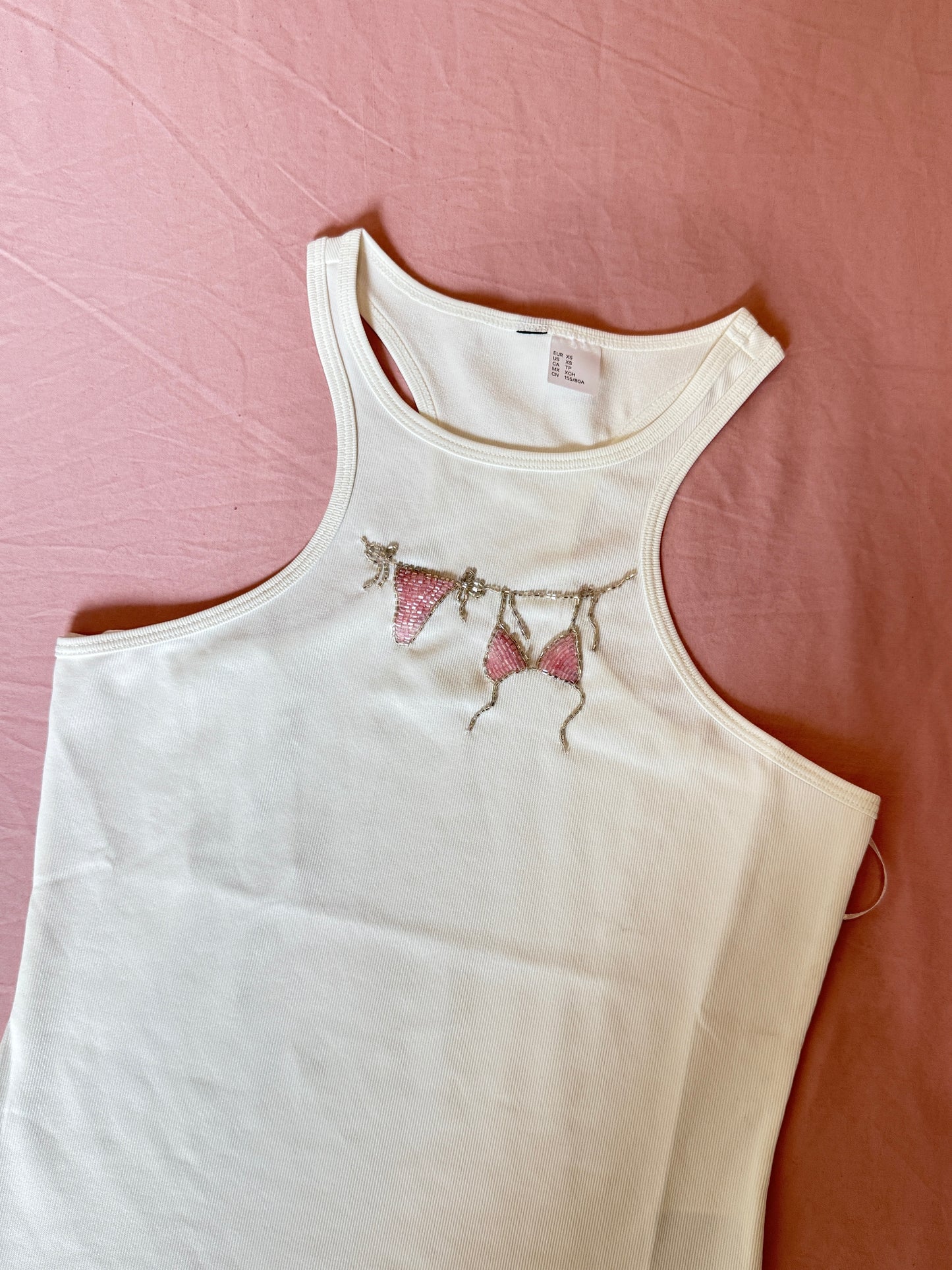 By the beach- bikini beaded tank top
