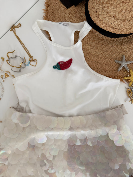 Mirchi beaded tank top