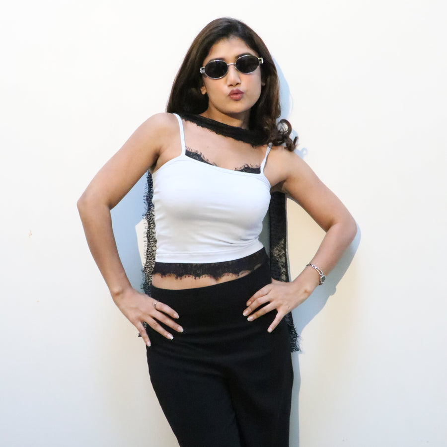 Blueberry Swirl: Blue Lace Tank Top + Scarf