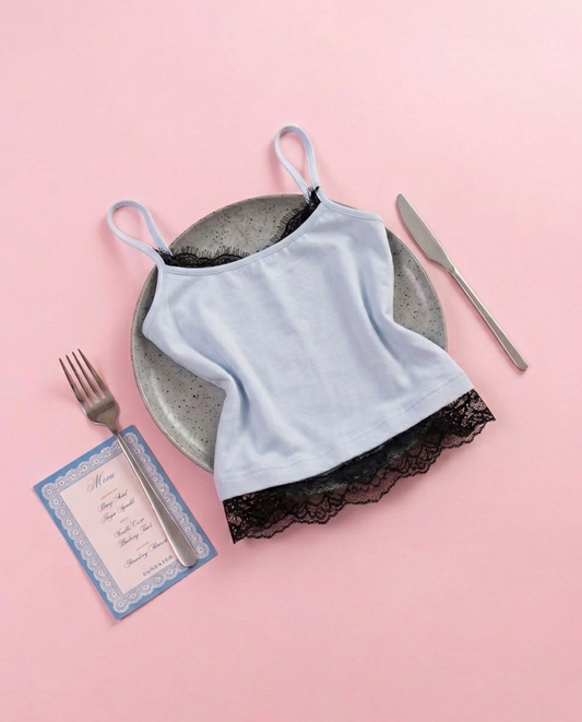 Blueberry Swirl: Blue Lace Tank Top + Scarf