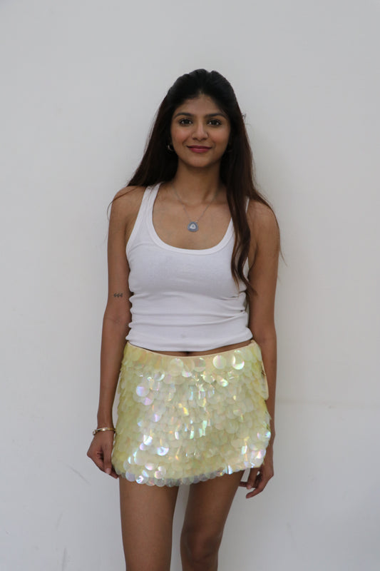 Amarilla butter yellow Sequin Skirt