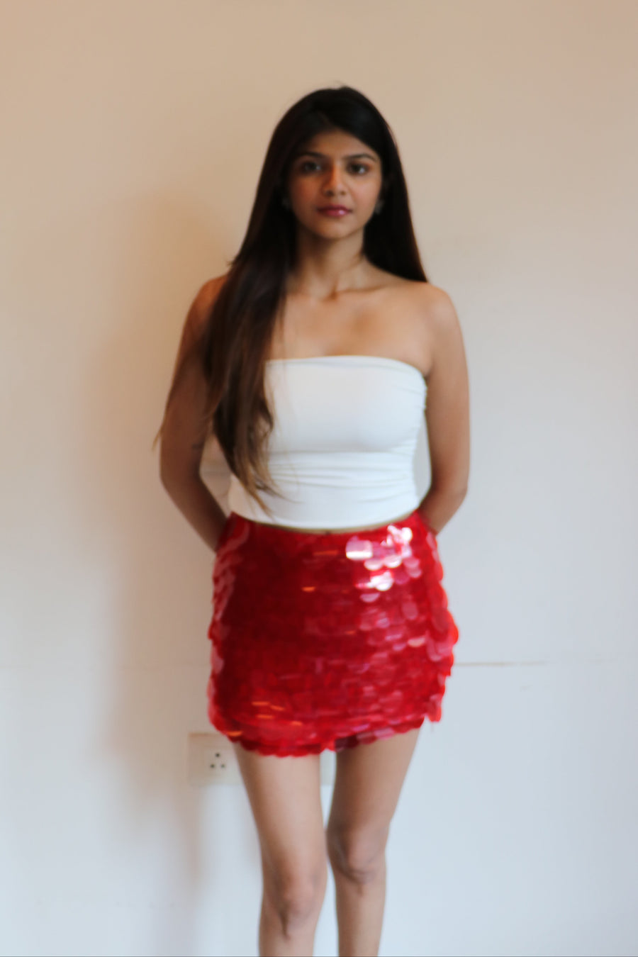 Fiery Red Sequin Skirt