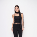 Truffle Crème: Black lace Tank Top + Scarf