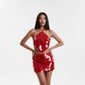 Fiery- Red Sequin Top