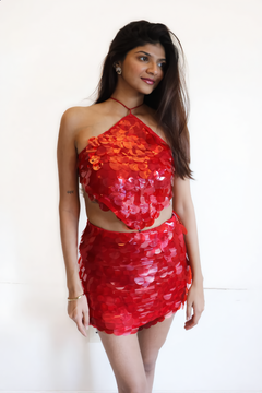 Fiery Red Sequin Skirt